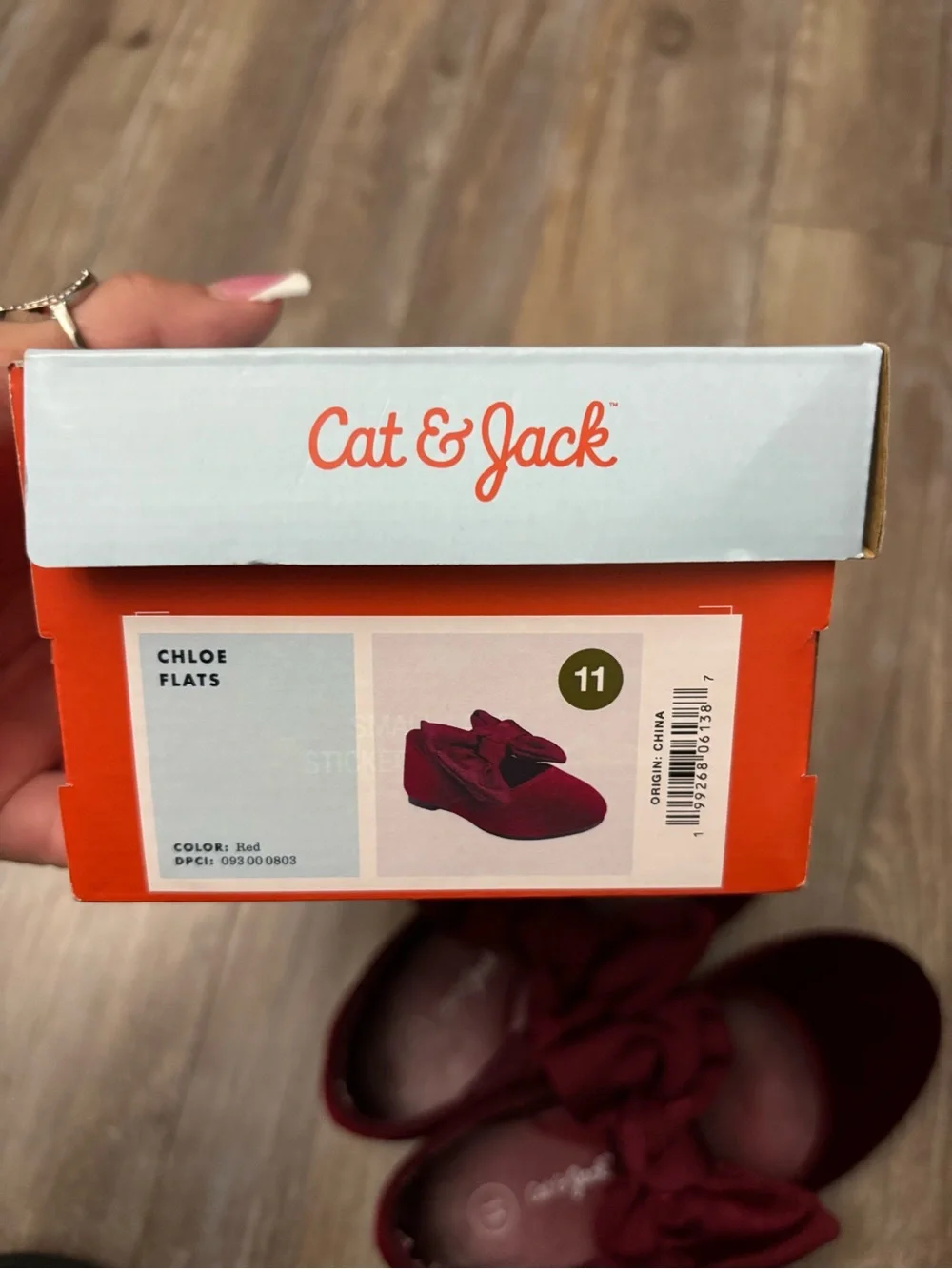 Cat & Jack Girls' Burgundy Velvet Bow Flats